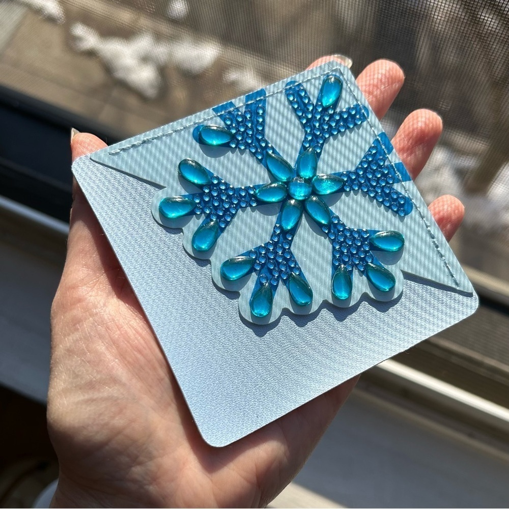 Diamond Art SNOWFLAKE 02 Corner Bookmark, Blue, White, Sparkly, Bling